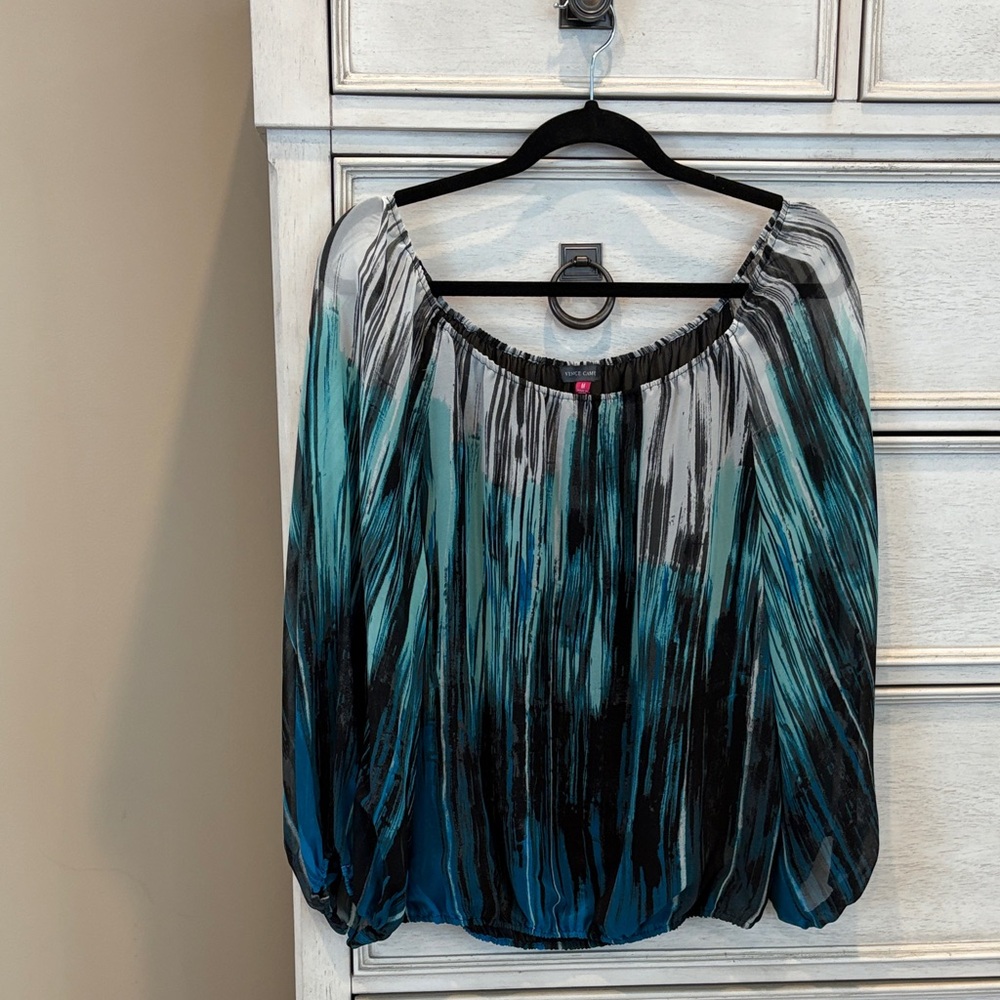 Vince Camuto Teal and Black Blouse